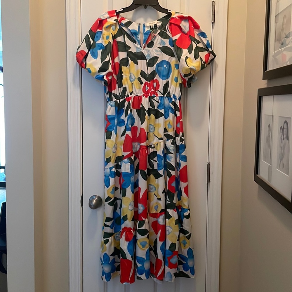 Umgee floral dress with puff sleeves M New